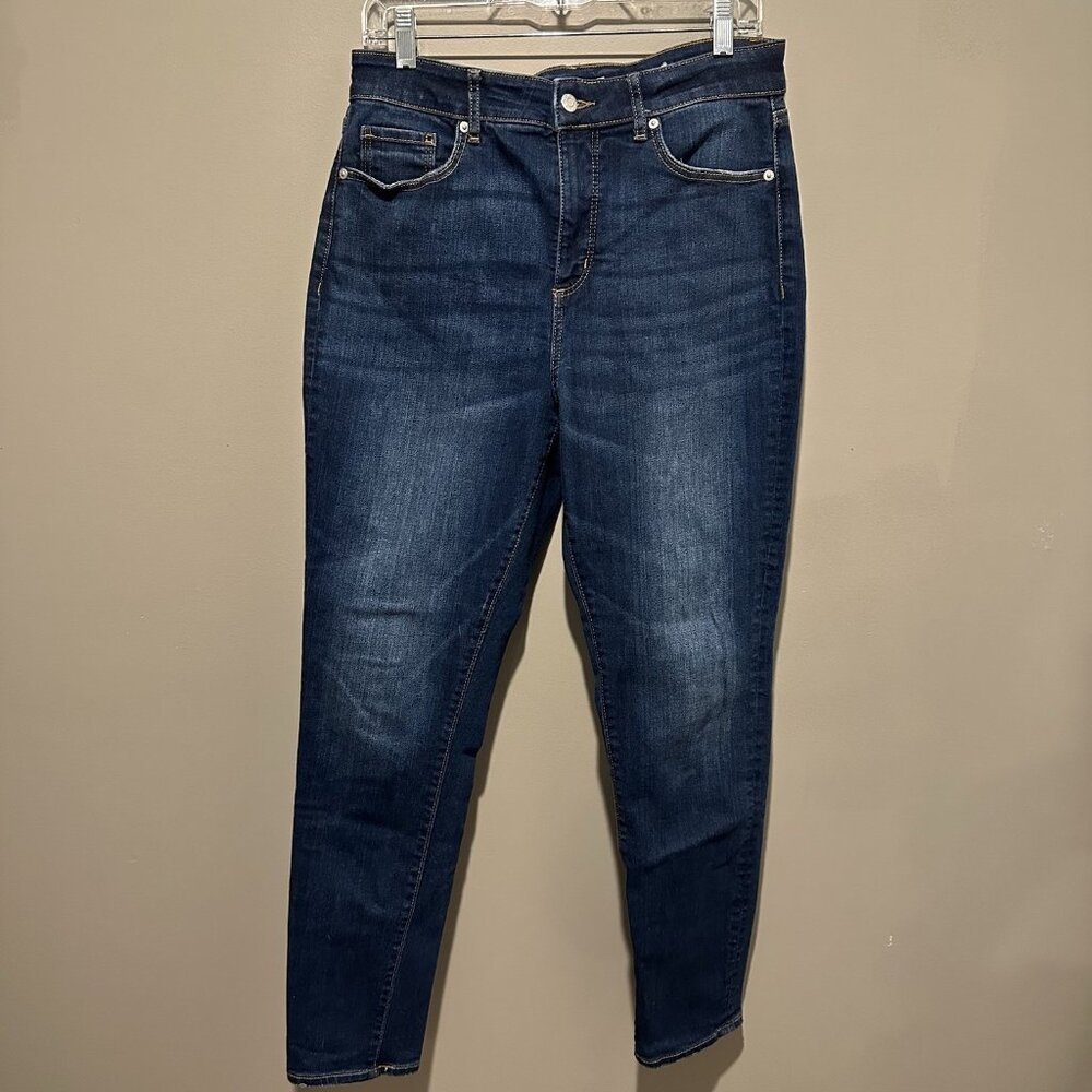 Loft Denim Jeans Women's Size 30/10 Blue Curvy Skinny Crop Leg Dark Wash